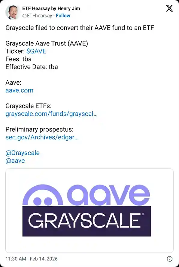 Grayscale, Aave Trust’ını NYSE Arca’da ETF’e Dönüştürmek İstiyor - 2 Resim - 1